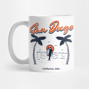 San Diego California USA Summer Beach Surf Mug